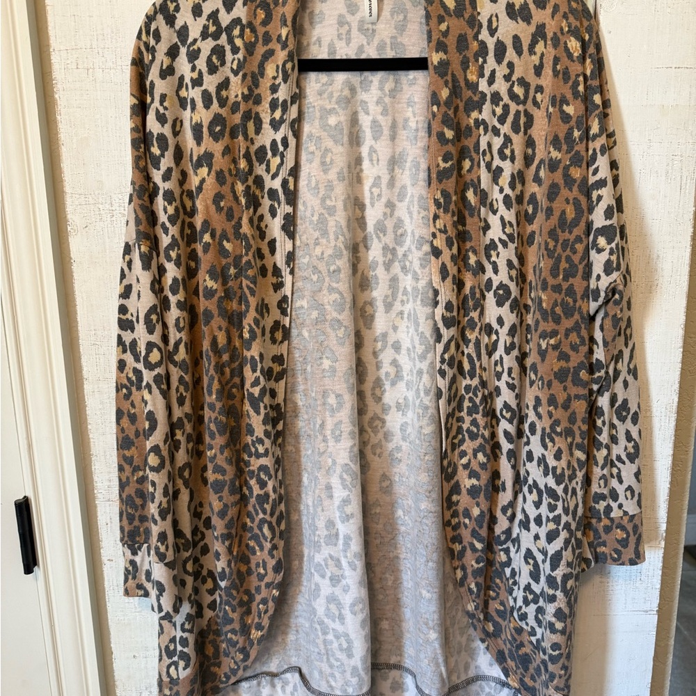 Leopard Print Open Front Cardigan